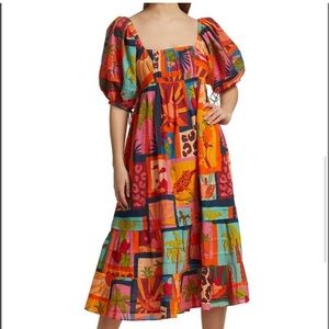 Farm Rio Tropical Collage Midi Dress